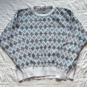 vintage 90s geometric knit sweater mens XL multicolor textured cosby hip hop